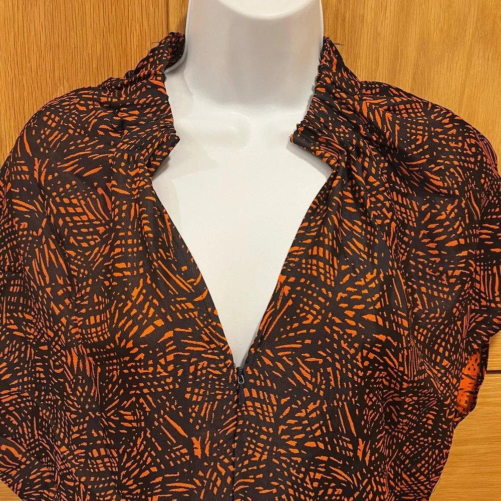 Maria Cornejo Abstract Print Dress Dark Blue Orange Size 10 Contemporary Artsy - Picture 3 of 6